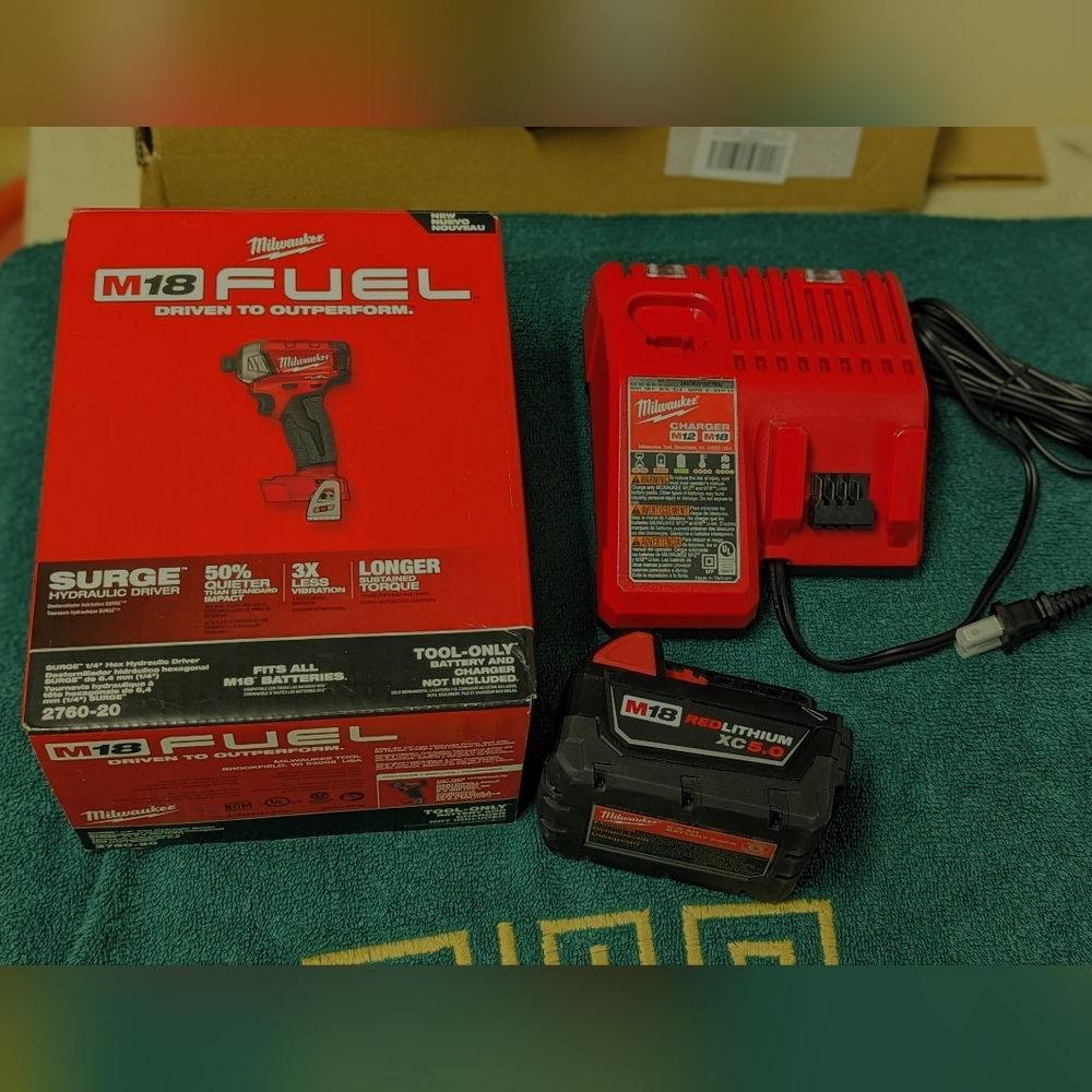 Milwaukee M18 Surge 2760-20 Hex Hydraulic Driver with M18 5.0Ah Battery/Charger